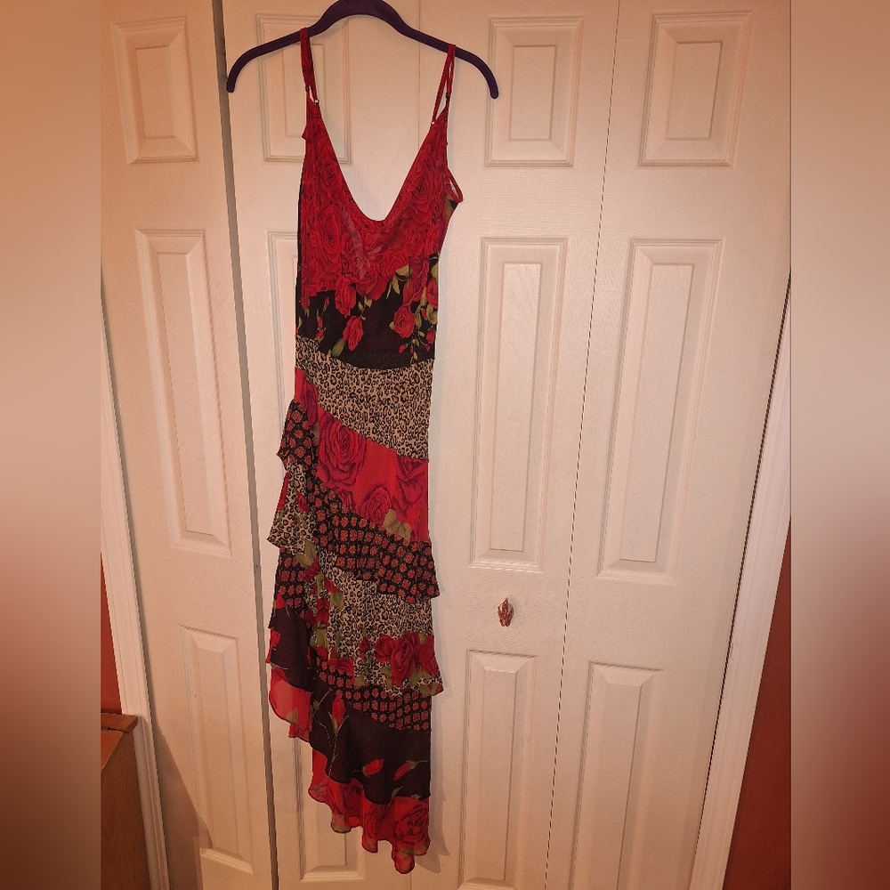 Vintage 2002 Victoria's Secret mixed  print nightgown semi-sheer